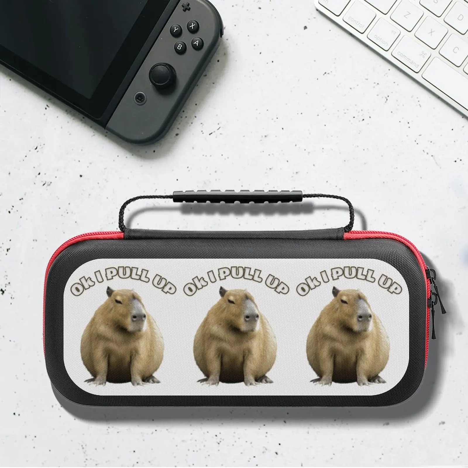 

Ok I PULL UP Capybara Storage Bag For Nintendo Switch Real Live Animal Coconut Compact Portable Pouch Daily NS Console