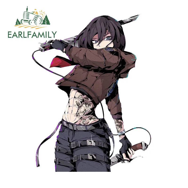 

EARLFAMILY 13cm x 9.8cm for Mikasa Ackerman Attack On Titan Street Wear Car Stickers Waterproof Anime Decals Vinyl Car Wrap