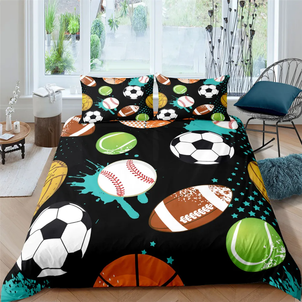 

Set Soccer Duvet Cover With Pillowcase Cover Comforter Cover Queen King Twin Full Size 3D Digital Football Bedding