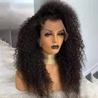 Синтетические длинные кудрявые парики для чернокожих женщин, натуральные черные парики, натуральный черный парик для женщин, парики средней части на сетке спереди, предварительно выщипанные