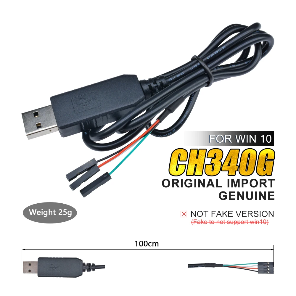

Original 1M CH340G CH340 USB to TTL Serial Download Cable Convert Wire Adapter Compatible Win 7/8/10 for Arduino Raspberry Pi