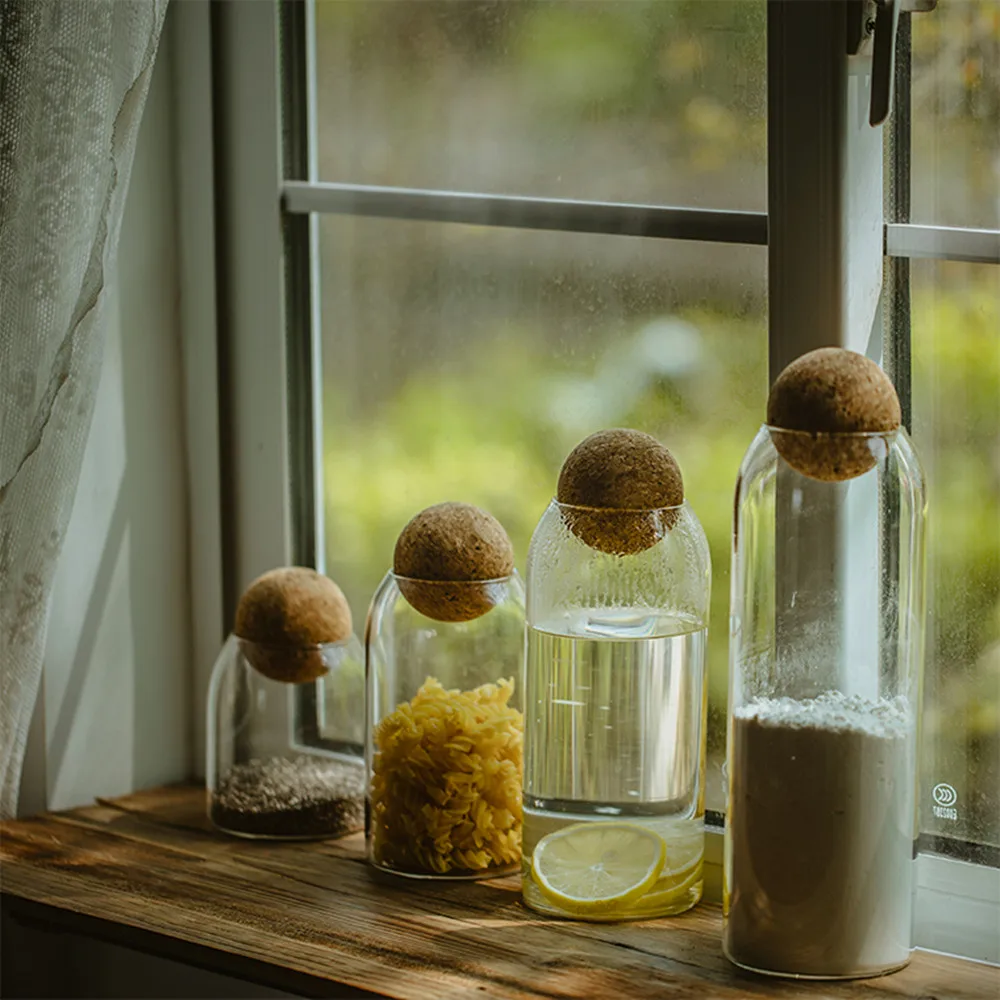 

Пробковый бессвинцовый стеклянный флакон, герметичная емкость, милый Контейнер для хранения, цветочный чайник с крышкой, маленький круглый...