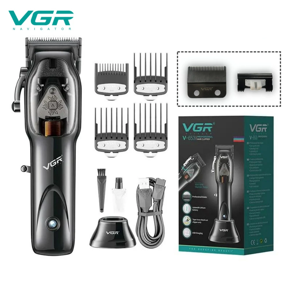 

VGR Hair Clipper Professional Barber Hair Cutting Machine Electric Hair Trimmer Adjustable Haircut Machine Clipper for Men V-653
