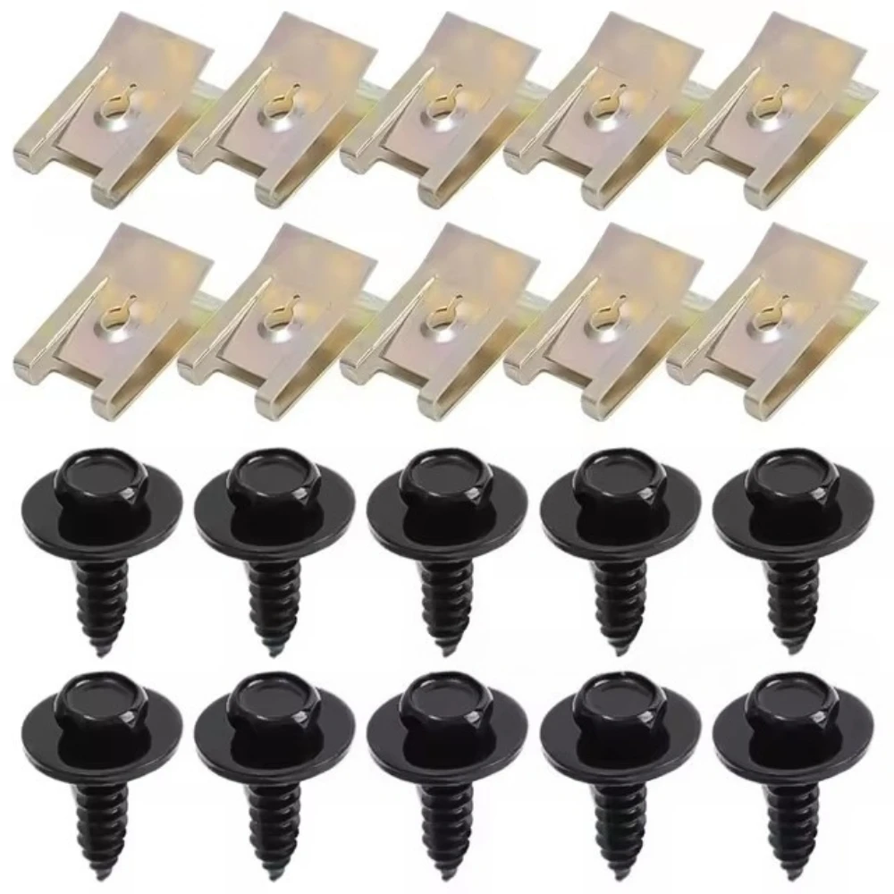 

20/40 шт., защита двигателя шасси, металлическая гайка/винтовые шайбы, U-образный зажим для BMW E46 E92 E90 F10, винты с крестообразной головкой для бампера автомобиля