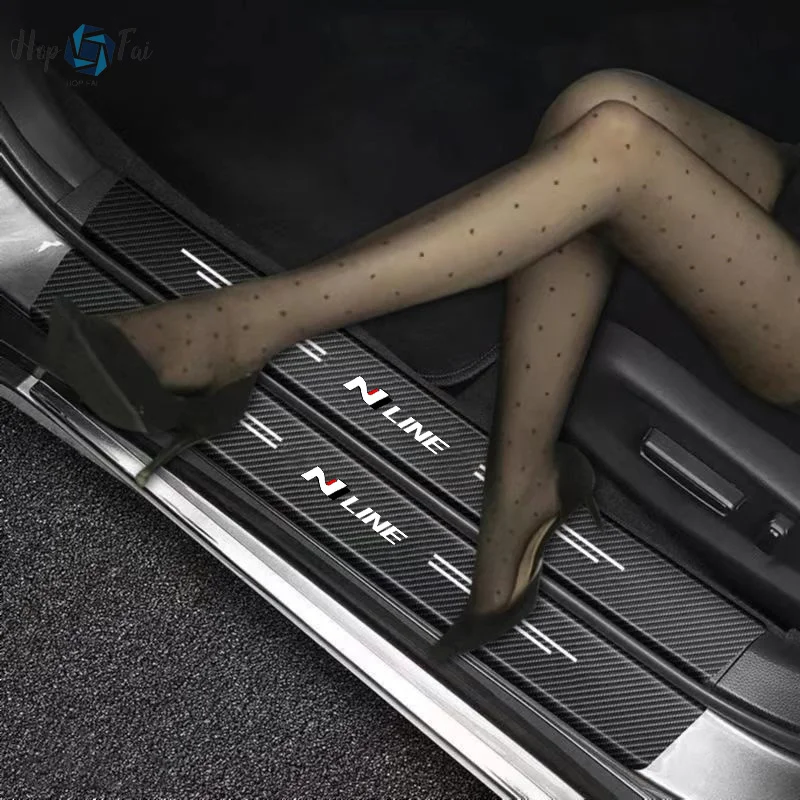 

Автомобильная наклейка 4 шт., декоративная полоса из углеродного волокна для Hyundai I30 2021, эмблема Sonata Elantra Veloster Kona Tucson N Line