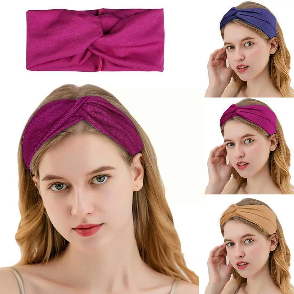 

New 1pc Turban Twist Cross Knot Elastic Girls Hair Band Accessories Yoga Multicolor Headband Women Wrap Hair Head P7C5