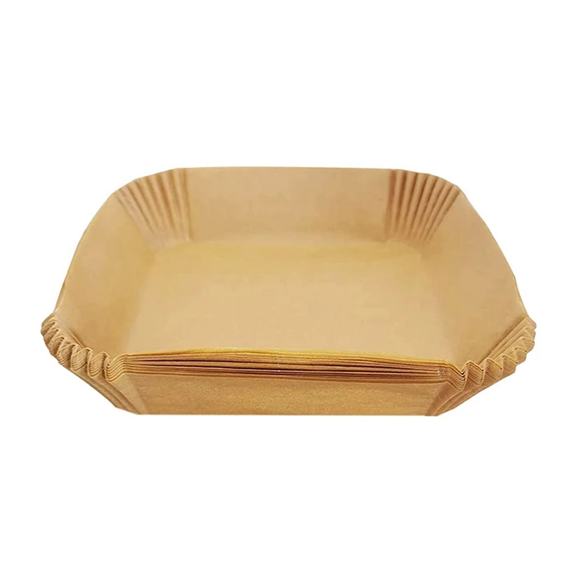 

AD-100Pcs Air Fryer Disposable Paper Liner Non-Stick Oil-Proof Water-Proof Square Paper Baking Mats Kitchen Air Fryer