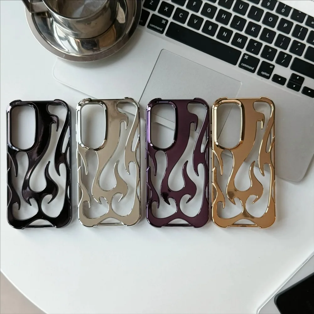 Electroplating 3D Flame Pattern Phone Case for Samsung Galaxy S25 S24 S23 S22 Ultra A55 A16 A06 A15 A54 Frosted Shockproof Cover