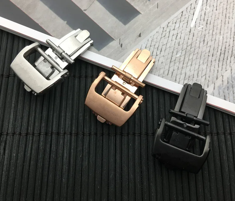 

Top quality black silver steel Buckle 18mm 20mm for Watchband watch band strap buckle For Richard Watch Mille Bracelet RM logo