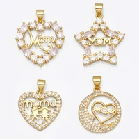 ocesrio heart mothers day girl and boy pendants for necklace gold plated copper zircon jewelry making supplies pdta628
