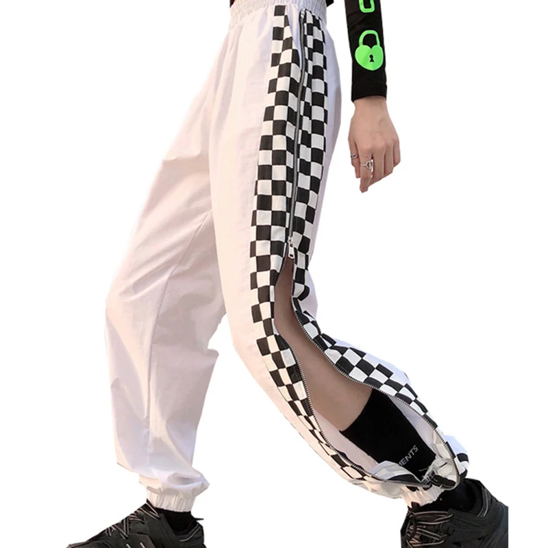 

Women's leggings sweatpants summer jazz dance checkerboard jazz pants high waist quick-drying straight hip-hop pants tide