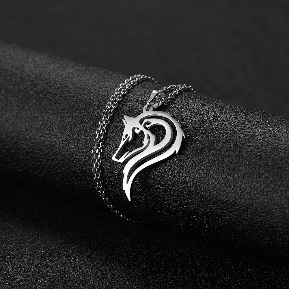

Hollow Wolf Head Pendant Necklaces for Women Men Couple Cool Animal Stainless Steel Choker Jewelry Birthday Gifts Wholesale