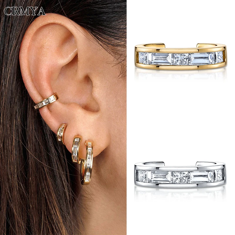 

CRMYA Gold Silver Filled Clip Earrings for Women 2022 Punk Fake Piercing CZ Zircon Women's Ear Cuff Fashion Jewelry Wholesale