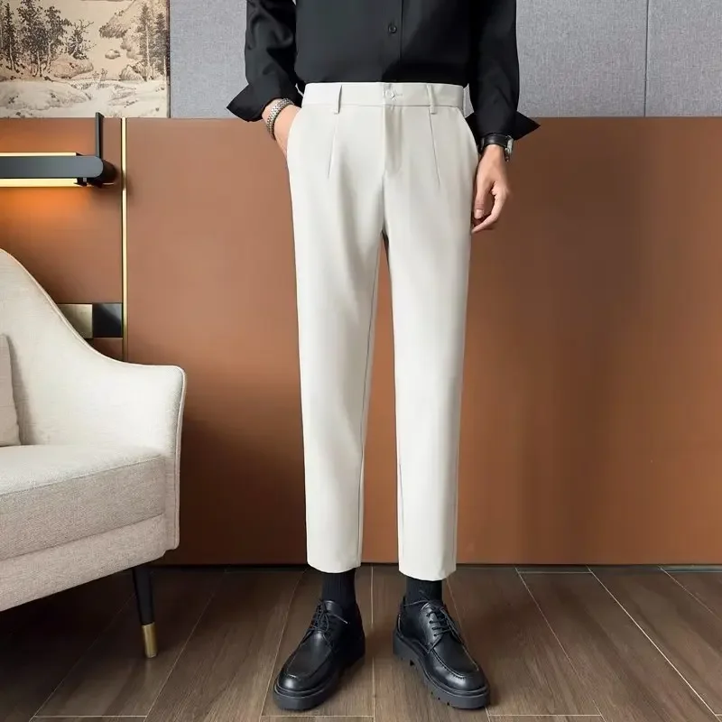 Мужские высококачественные повседневные брюки с прямыми штанинами на осень
