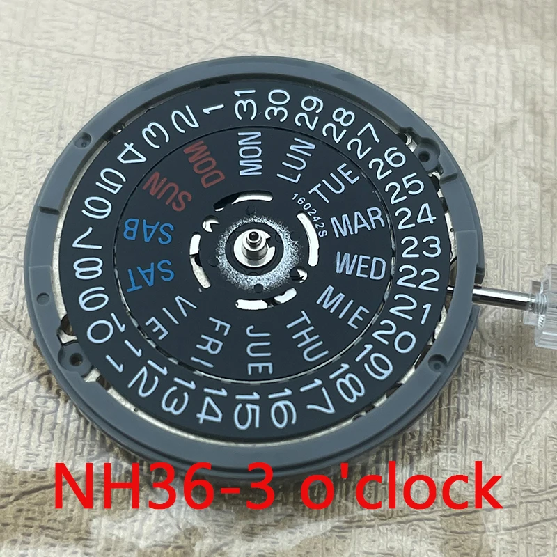 

2022 японский оригинальный NH36A 3 часа Высокая точность автоматический механический механизм Черный Дата оконные часы сменный комплект