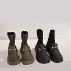 Зимние новые короткие сапоги на толстой подошве, женские сапоги в стиле ретро, модные женские сапоги, женская обувь 2021