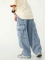 houzhou baggy jeans trousers male denim pants black wide leg pants mens jeans loose casual korean streetwear hip hop harajuku