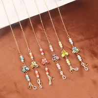 new sweet and cute colorful butterfly glasses chain lanyard for women mask holder neck strap pearl sunglasses chain hanging neck