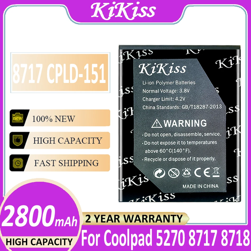 

Original KiKiss Battery CPLD-151 CPLD151 CPLD 151 2800mAh For Coolpad 8717 8718 5270 Batteries