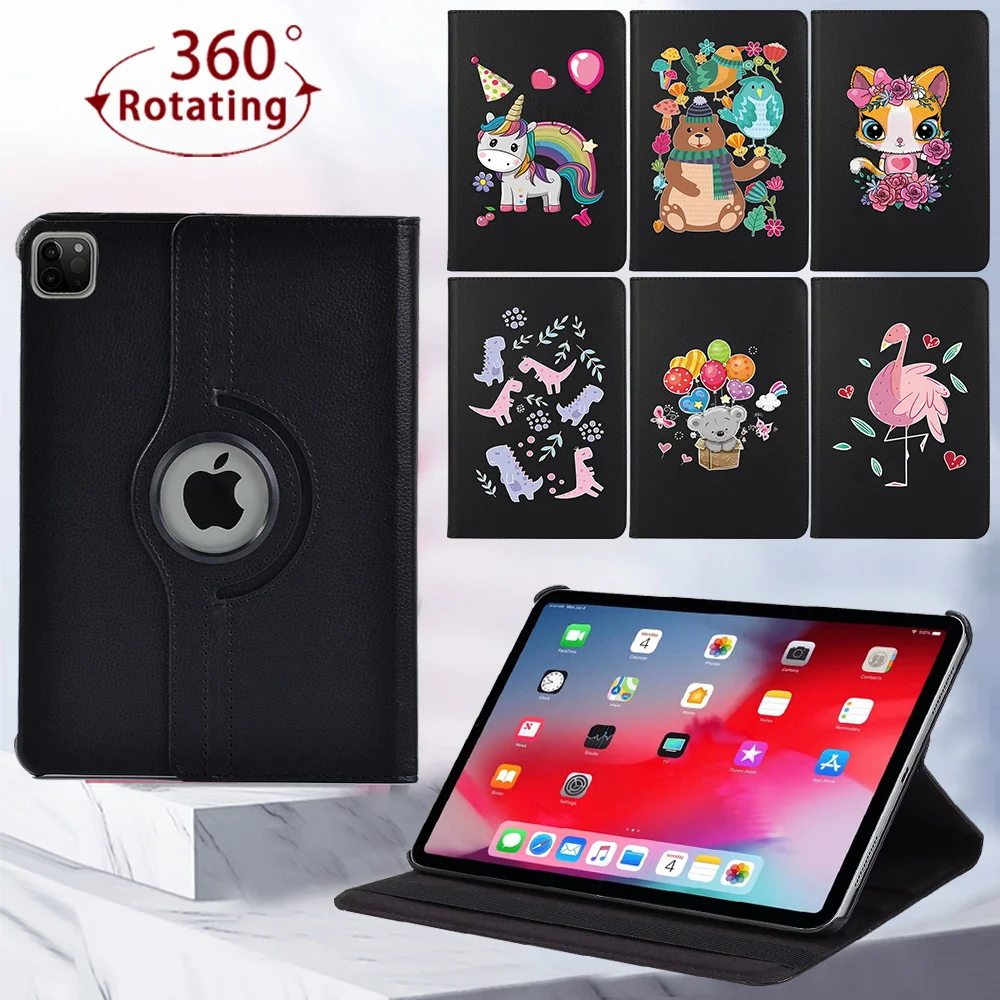 

360 Rotating Tablet Case for Apple IPad Air 4/Air 1/Air 2/Air 3/Air 5 Cartoon Pattern Series Protective Cover Case + Free Stylus