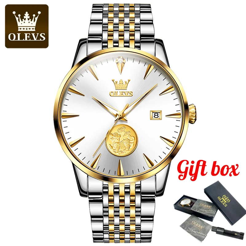 

OLEVS Men Watches Automatic Mechanical Wristwatch Simple Dial Design Waterproof Stainless steel Strap Male Watch Reloj Hombre