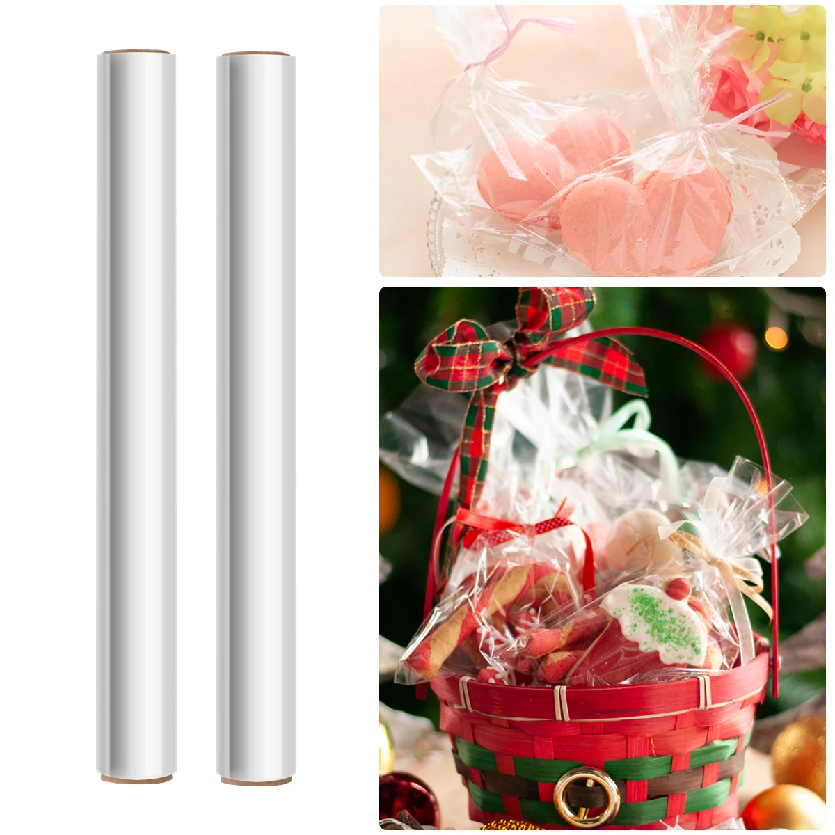 

2 Rolls Transparent Wrap Clear 2.5 Mil Bags Wrapping Paper for Flower Shop Home Boutiques