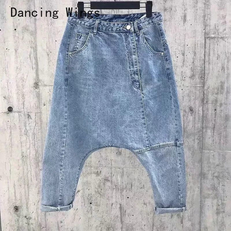 Лидер продаж индивидуальные однотонные шаровары легкие джинсовые брюки