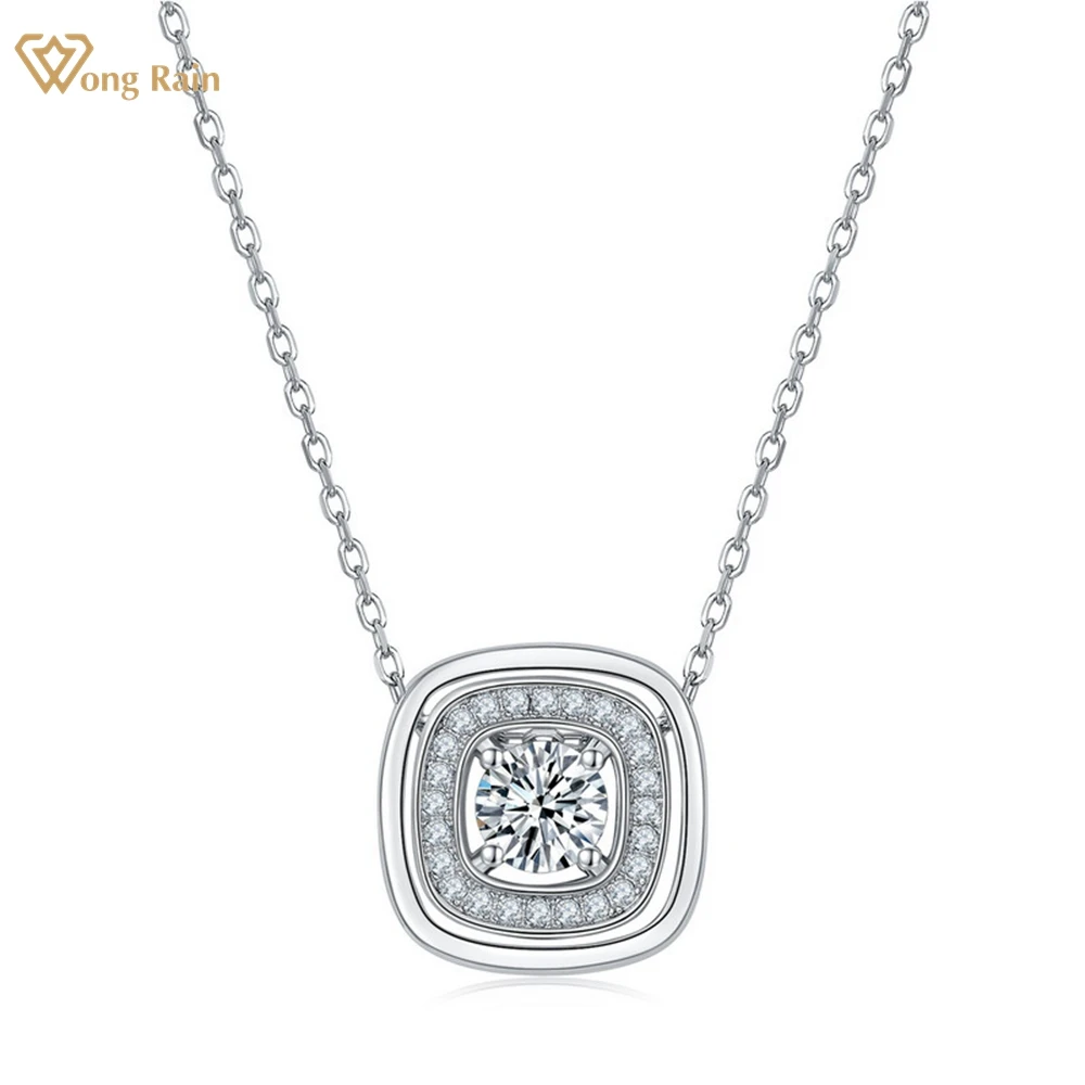 

Wong Rain 100% 925 Sterling Silver VVS1 3EX D Color 5MM Real Moissanite Diamonds Gemstone Sparkling Necklace Pendant Jewelry GRA