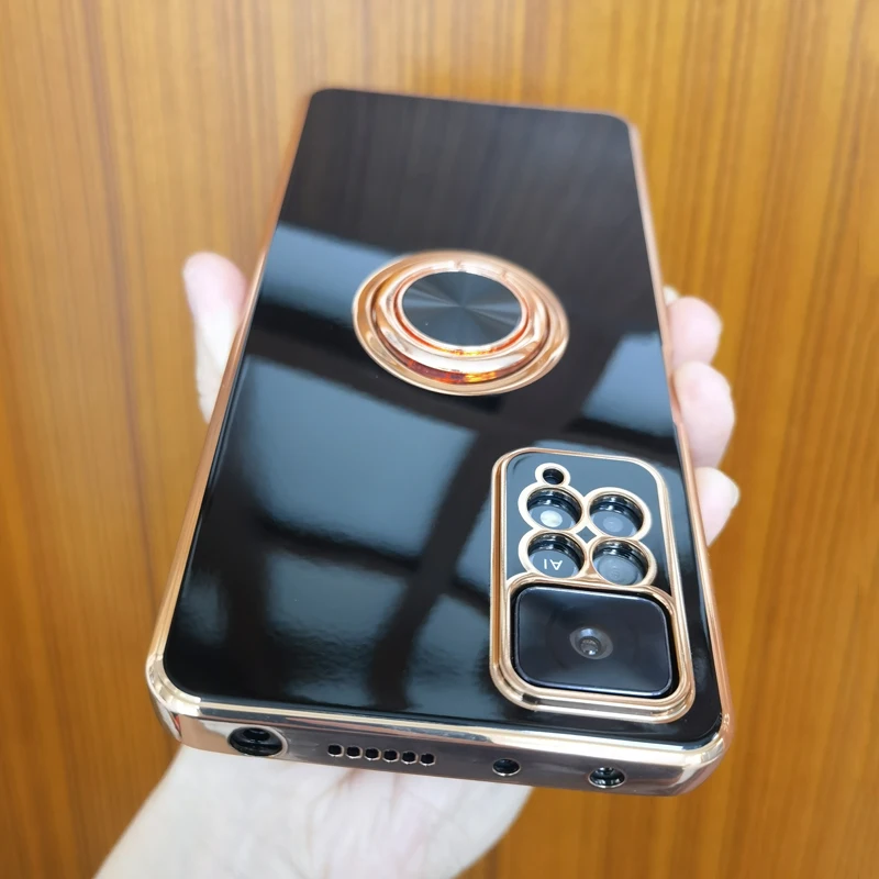 

Luxury Plating Magnetic Case For Xiaomi Redmi Note 11 Pro 11S S Phone Soft Silicone Full Protective Cover With Ring Holder Stand