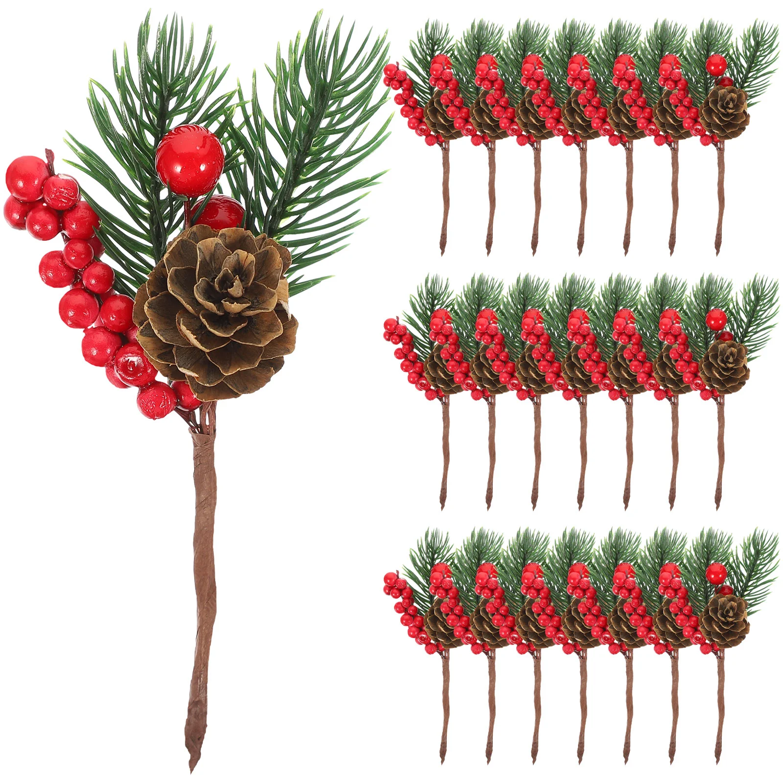 

Christmas Pine Picks Berry Artificial Branches Berries Decor Stems Redstem Wreath Floral Treehollyflower Fake Branch Pick Cone