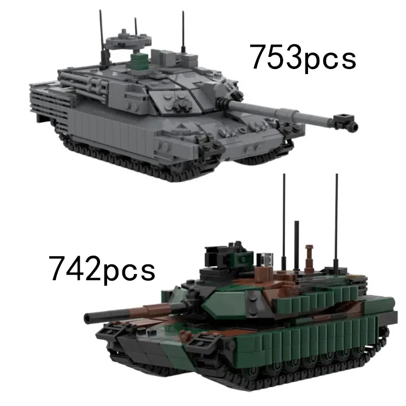 Фото Конструктор MOC 753 детали: Современный основной боевой танк, сборная модель из мелких деталей, коллекционная игрушка-украшение с антенной №1