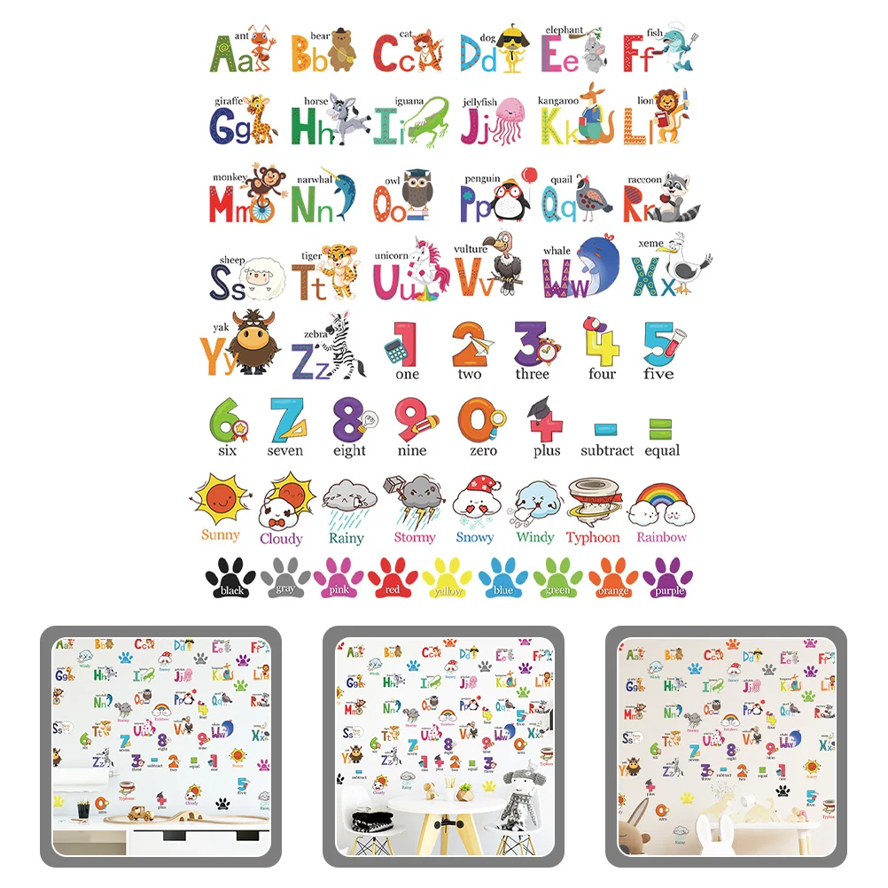 

Weather Wall Decals Abc Animal Stickers Alphabet Kids Room Educational Decor Letter Number