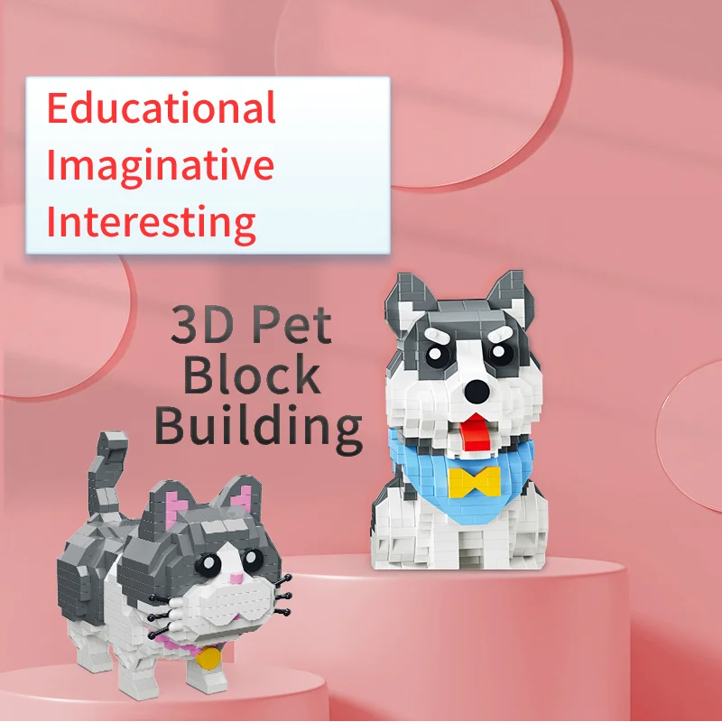 Мини 3D милые домашние животные Хаски Кубики &quotсобака&quot Mirco алмазные блоки корги