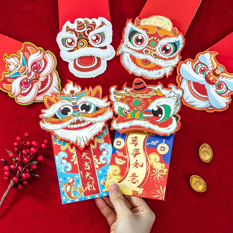 

3Pcs Chinese New Year Rabbit Year Red Packet Party Lion Dance Red Envelope Spring Festival Birthday Wedding Envelope Lucky Bag