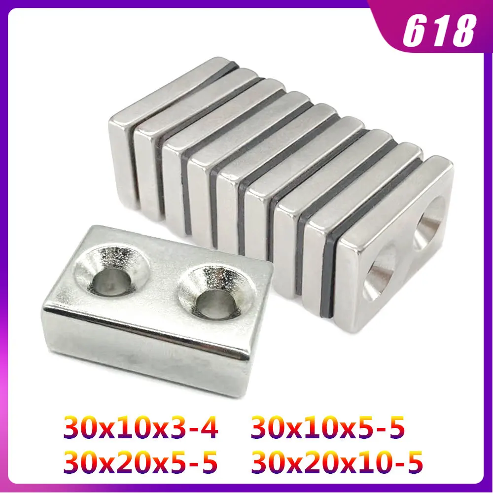 

2/5/10/20/30/50PCS 30x10x3-4mm Countersunk Quadrate Search Magnet 30x10x3-4 Block Rare Earth Neodymium Strong Magnet 30*10*3-4