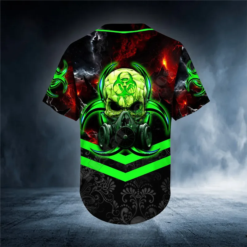 Monster Green Skull Personalized Baseball Jersey Shirts Baseball Shirt 3D Printed Men's Shirt hip hop Tops