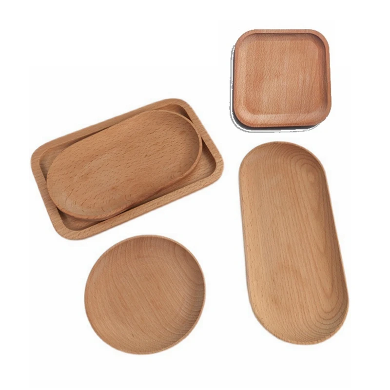 

Wood Serving Plate Wood Round and Cube Serving Tray Fruit Dessert Cake Snack Candy Salad Wooden Platter