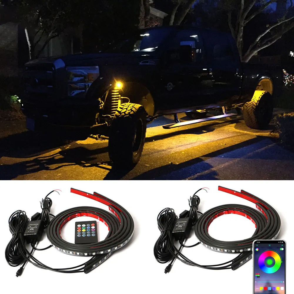 

Светодиодная лента для автомобиля, гибкая неоновая лампа для нижней части кузова, с дистанционным управлением через приложение