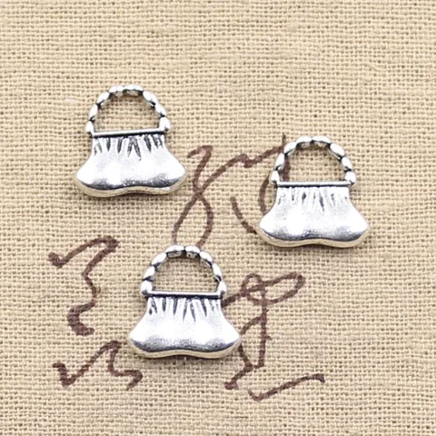 15 шт., подвесная сумка 14х14 мм, античные посеребренные Подвески, сделай сам, тибетское серебро ручной работы, цветные украшения