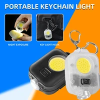 mini led keychain flashlight ultra bright cob key ring torch light rechargeable 500mah battery pocket light for outdoor camping
