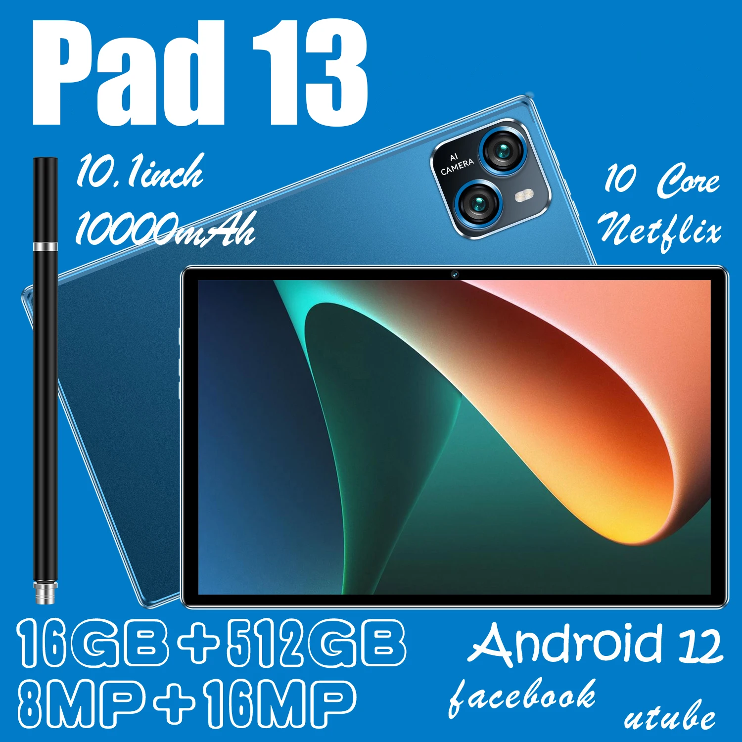 

Global Tablet Pad 13 Pc Android 5G 10.1 Inch HD 16G +512GB Snapdragon 870 Tablette Dual SIM Card or WIFI Google Play Tablets