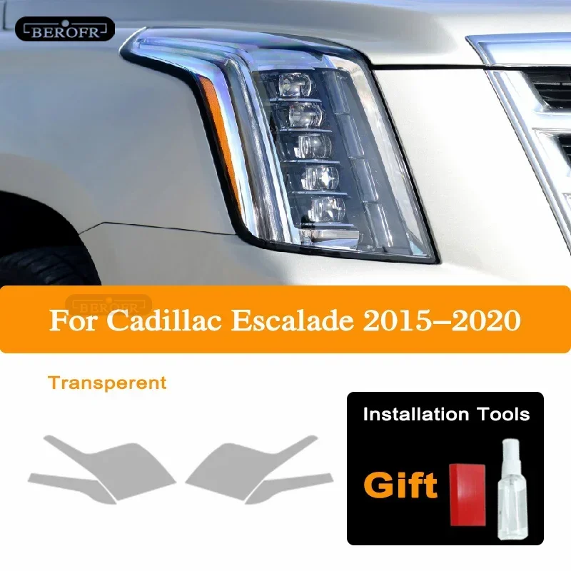 

Для Cadillac Escalade 2015-2020 автомобильная защитная пленка для фар, дымчатая черная защитная прозрачная наклейка из ТПУ, аксессуары