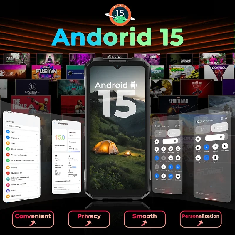 Фото Прочный телефон HOTWAV Hyper 7S 5G 6,6 дюйма HD + 120 Гц 4 ГБ ОЗУ + 256 ГБ ПЗУ Unisoc T8200 IP68/IP69K 10800 мАч 20 Вт Android 15 NFC смартфон №5