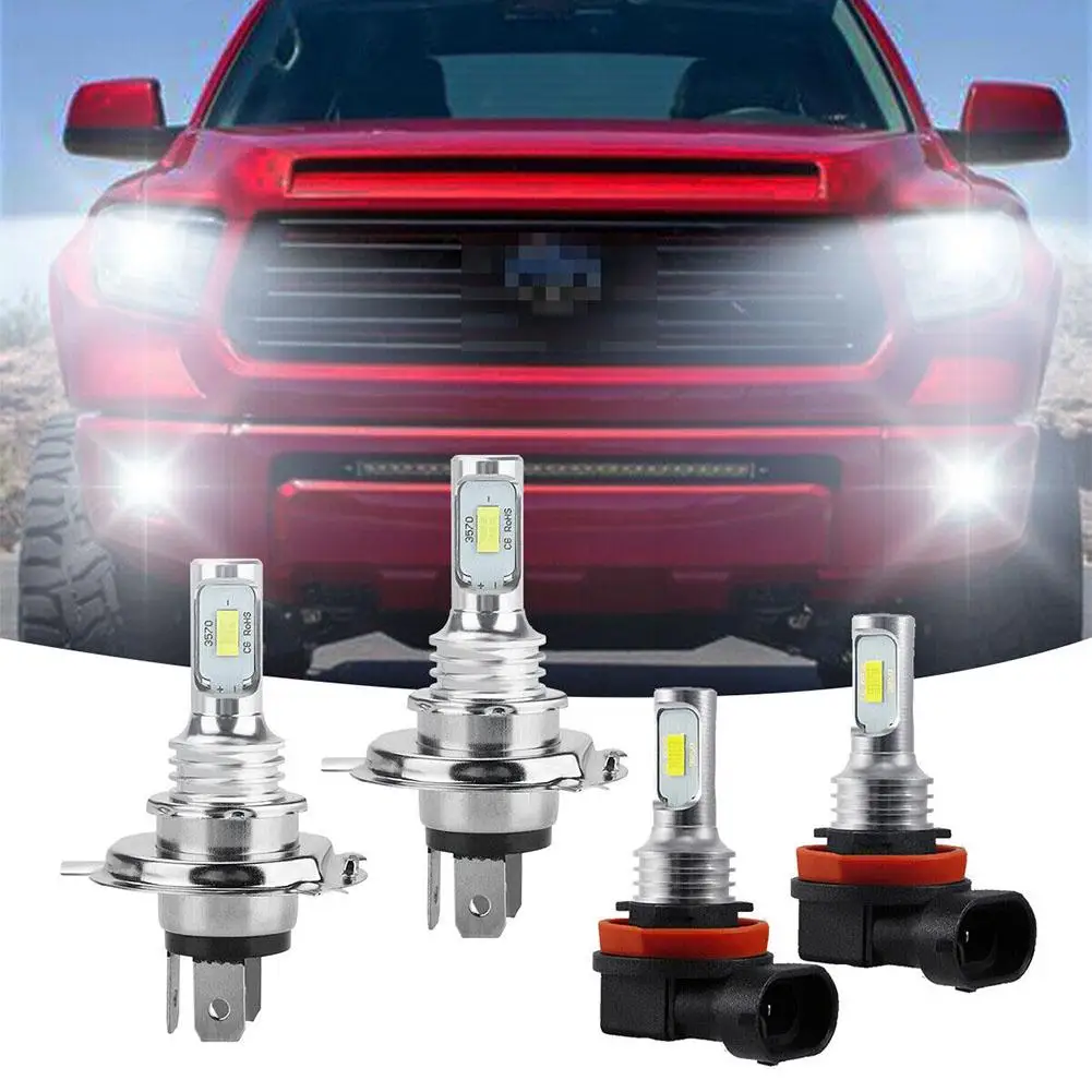 

4pcs Car Led Headlight Bulbs Kit Headlamp Far/low Beam Fog Light Combination