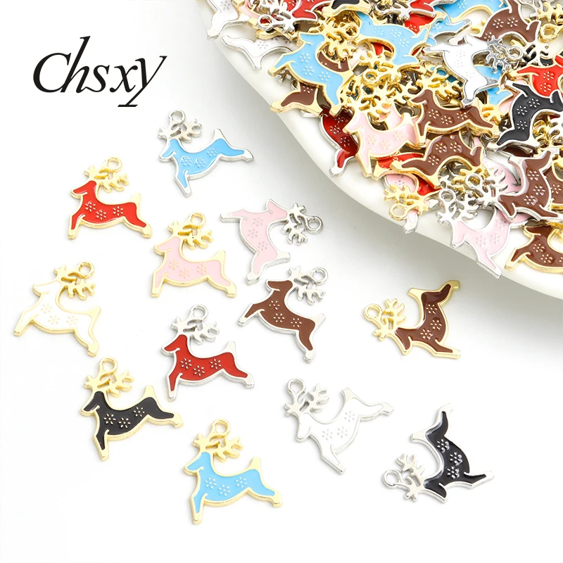 

10pcs Plum Sika Deer Enamel Charms Colorful Cartoon Cute Animals Alloy Pendant For Making DIY Handmade Souvenir Gift Accessories