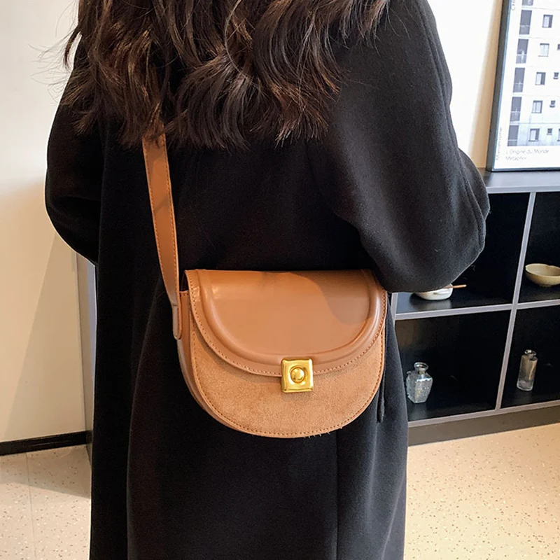 

Half-Moon Small Shoulder Underarm Bags for Women 2022 Winter New High-quality PU Leather Handbag Luxury Brand Tote
