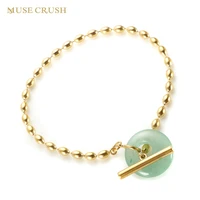muse crush oval bead chain round natural stone ot buckle bracelet stainless steel gold plated charm bracelets for women jewelry
