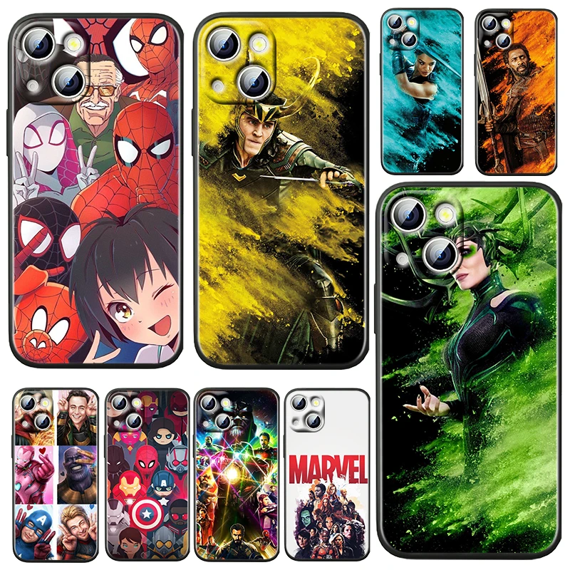

Marvel Hero Spider-Man For Apple iPhone 13 12 11 Pro Max Mini XS Max X XR 6 7 8 Plus 5S SE 2020 TPU Soft Black Phone Case Fundas