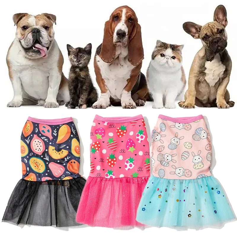Lace Design Puppy Skirt Printing Mesh Spring Summer Fashion Universal