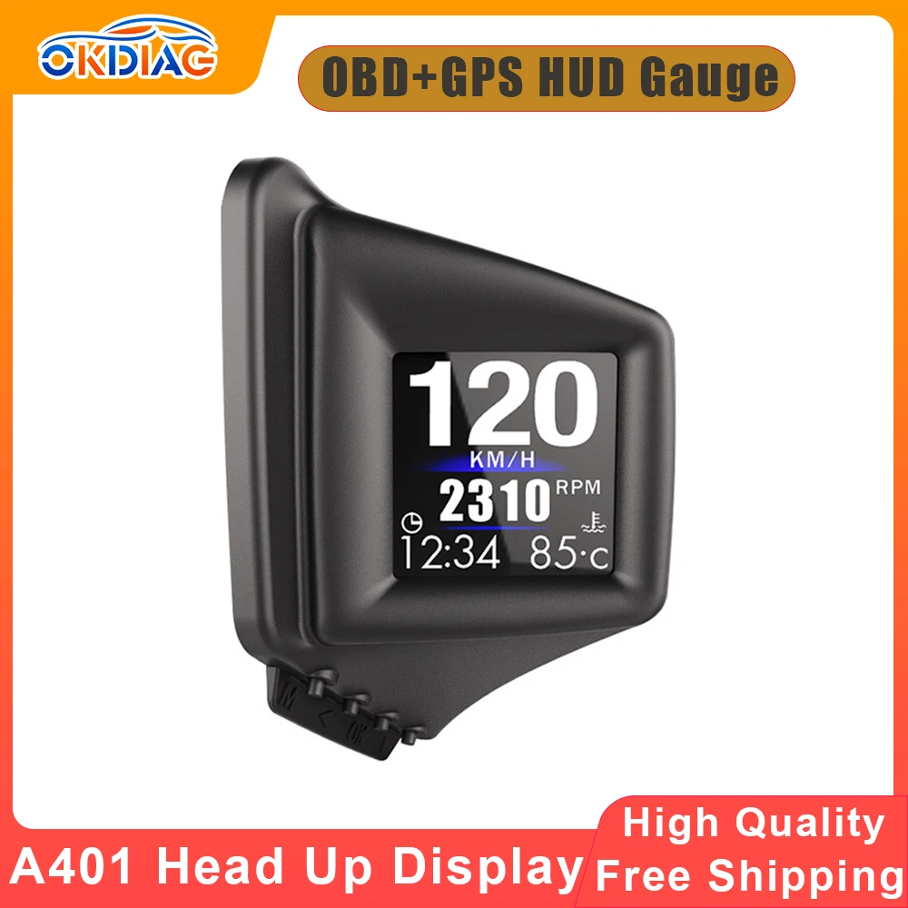 

Newest A401 Head Up Display HUD Gadget OBD2+GPS OBD System Car Gauge Projector GPS Speedometer Multi-function HUD